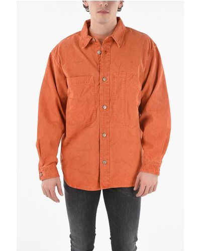 DIESEL Denim-Mount Overshirt With Double Breast Pocket - Orange