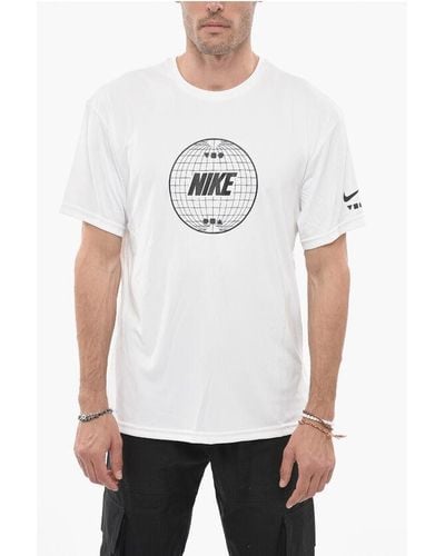 Nike Swim Crew Neck Dri-Fit T-Shirt With Printed Logo - White