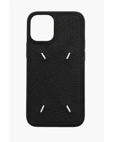 Maison Margiela Mm11 Textured Leather 12 Mini Iphone Case - Black
