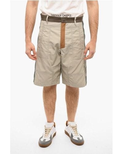 DIESEL Cargo Saville Shorts With Leather-Detailing - Natural