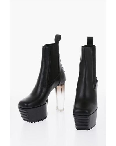 Rick Owens Leather Slip-On Ankle Boots With Sheer Heel - Black