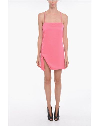 The Attico Fujiko Dress With Crystals Application And Side Slit - Pink