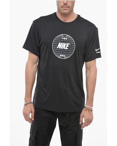Nike Swim Crew Neck Dri-Fit T-Shirt With Printed Logo - Black