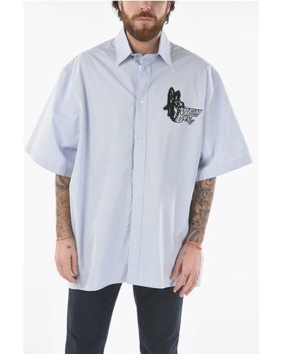 we11done Printed Oversize Sky Shirt - Blue
