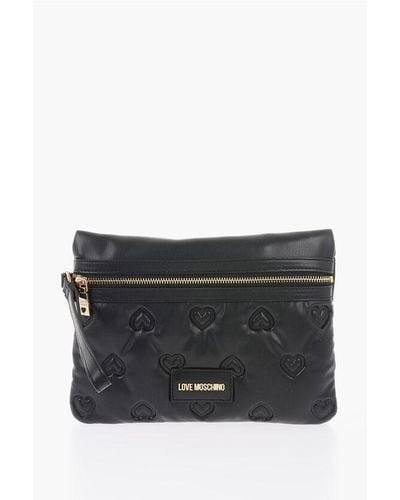 Moschino Love Hearts Embossed Faux Leather Handbag - Black