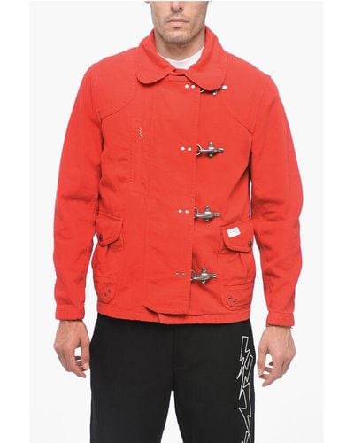 Fay Archive Cotton Saharan Jacket With Frogs - Red