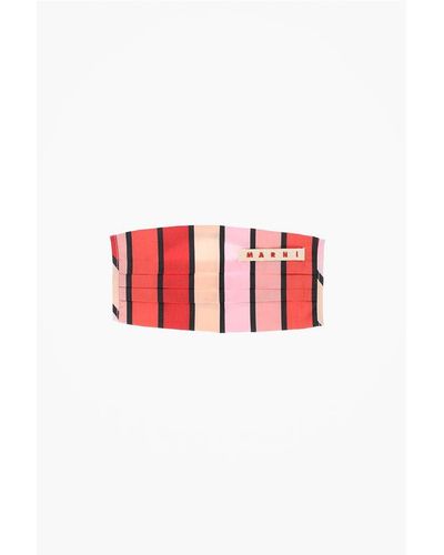 Marni Striped Cotton Face Mask Cover - Red