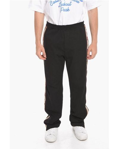 DSquared² Cotton Blend Joggers With Side Logo Bands - Black