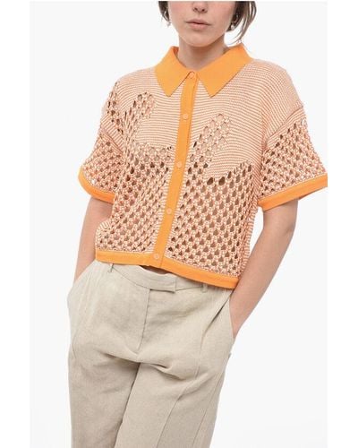 Ph5 Polo Neck Short Sleeve Perforated Jumper - Multicolour