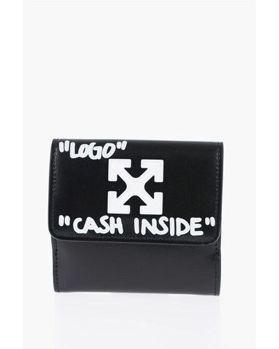 Off-White c/o Virgil Abloh Leather Jitney Wallet With Embossed Iconic Logo - Black