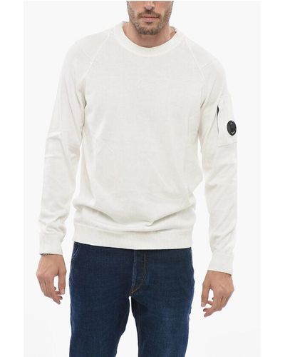 C.P. Company Lightweight Cotton Crew-Neck Jumper With Sleeve Pocket - White