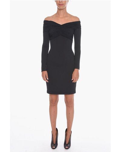 Burberry Jersey Dress With Off-Shoulders - Black