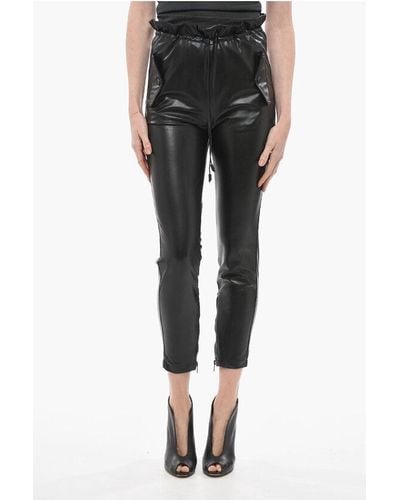 Ermanno Scervino Eco-Leather Trousers With Drawstringed Waist - Black