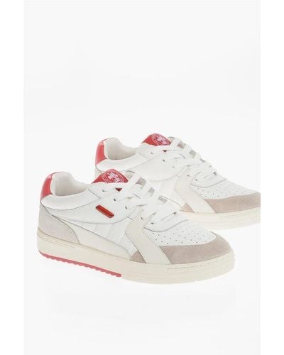 Palm Angels Leather University Low-Top Trainers - White