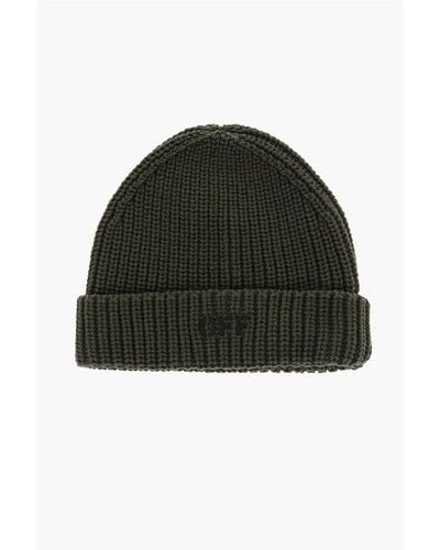Off-White c/o Virgil Abloh Solid Colour Beanie With Embroidered Logo - Black