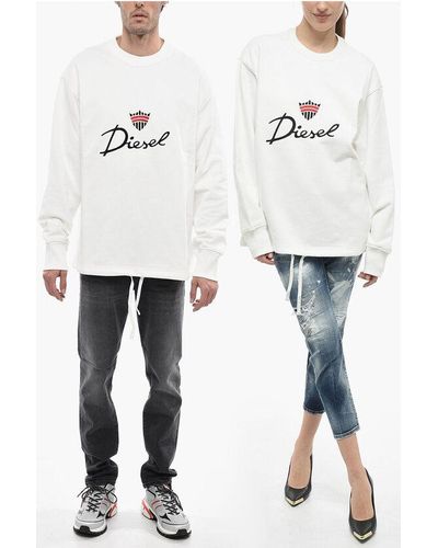 DIESEL Brushed Cotton S-Macsless Crew-Neck Sweatshirt With E - White