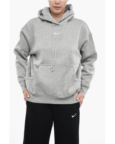 Nike Solid Colour Hoodie With Embroidered Logo - Grey