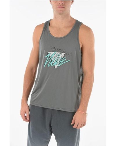 Nike Swim Tank Top With Logo-Print - Grey