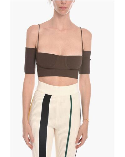 Ambush Off-The-Shoulder Cropped Top With Laces - Black
