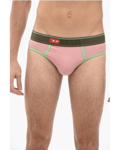 DIESEL Logoed Waistband Andre Stretch Cotton Briefs - Pink