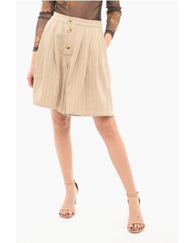 Opening Ceremony Wide-Leg High-Waisted Shorts With Striped Pattern - Natural
