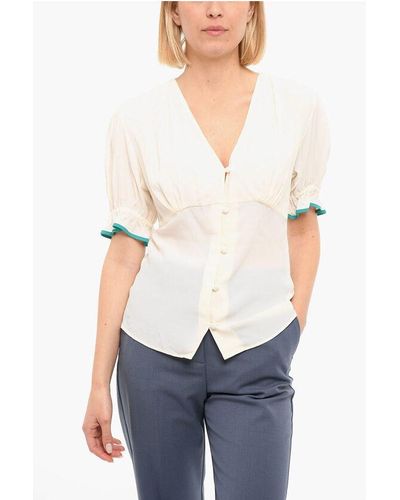 Paul Smith Buttoned Top With Puff Short Sleeves - White
