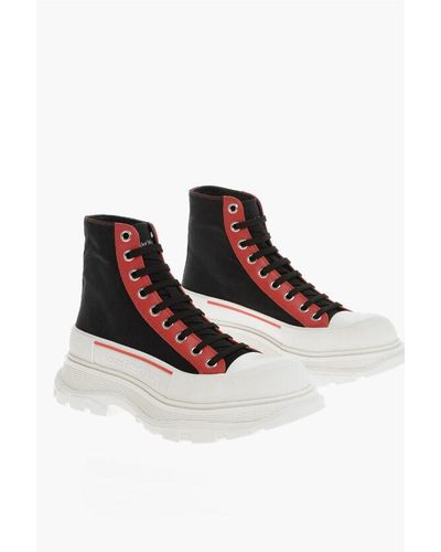 Alexander McQueen Canvas High-Top Trainers With Platform Sole - White