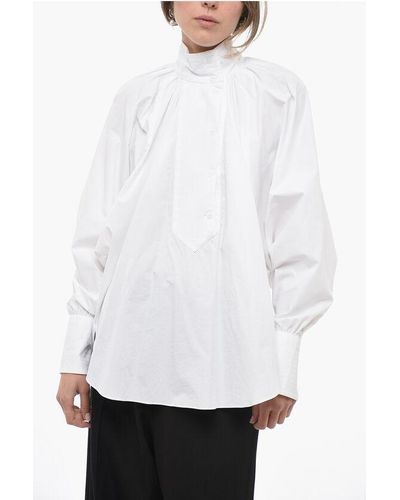 Patou Cotton Poplin Painter Maxi Blouse With Bat-Wing Sleeves - White