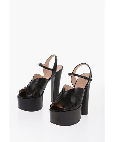Gucci Leather Sandals With Strap Heel 16 Cm - Black