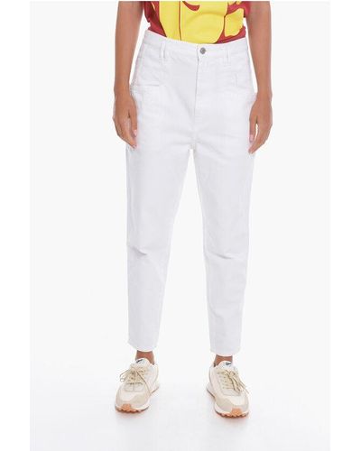 Isabel Marant Piped Lorrik Trousers Woth Logo-Button - White