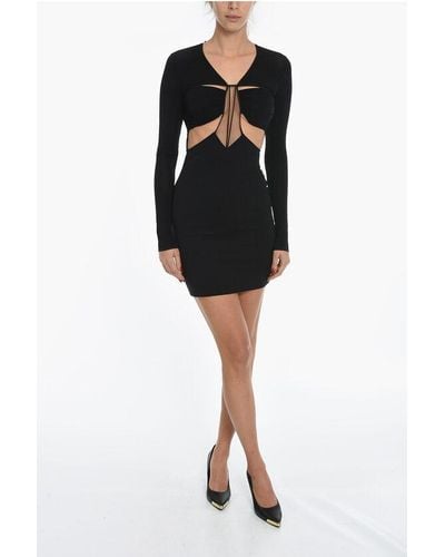 Nensi Dojaka Long Sleeve Bodycon Dress With Cut-Out Details - Black