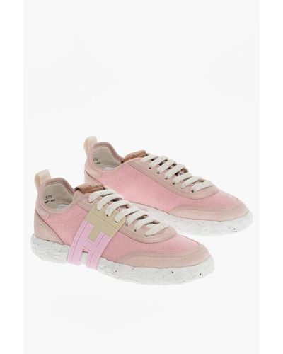 Hogan Fabric And Suede 3R Low-Top Trainers With Monogram Applicati - Pink