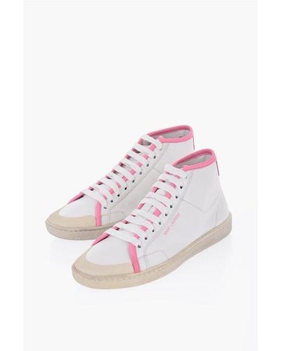Saint Laurent Leather High-Top Trainers With Worn Effect Sole - Pink