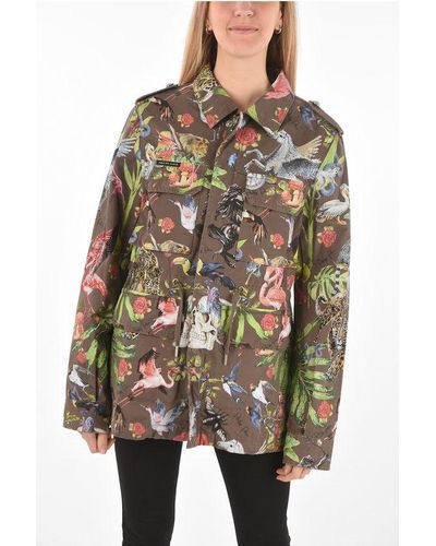 Philipp Plein Couture Printed Parka Jungle Embellished With Rhinestones - Brown