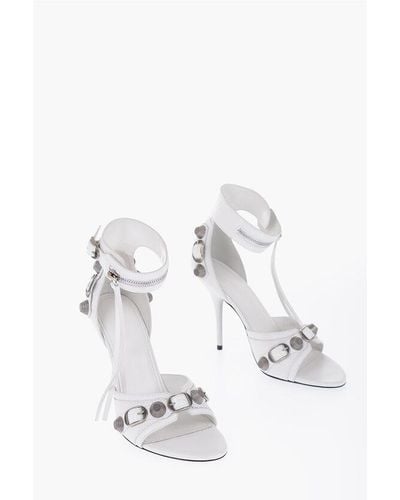 Balenciaga Leather Cagole Sandals With Buckle Details Heel 12 Cm - White