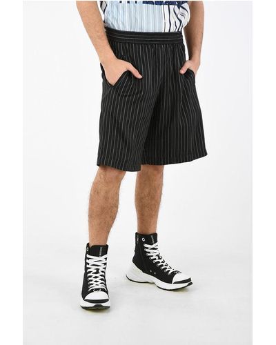 Neil Barrett Pencil Striped Shorts With Drawstring Waist - Black