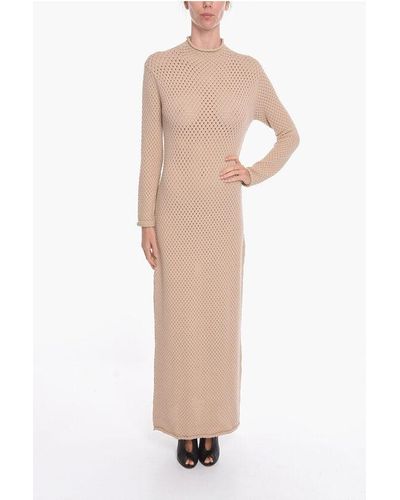 Aeron Viscose-Knit Shela Long Dress With Turtleneck - Natural