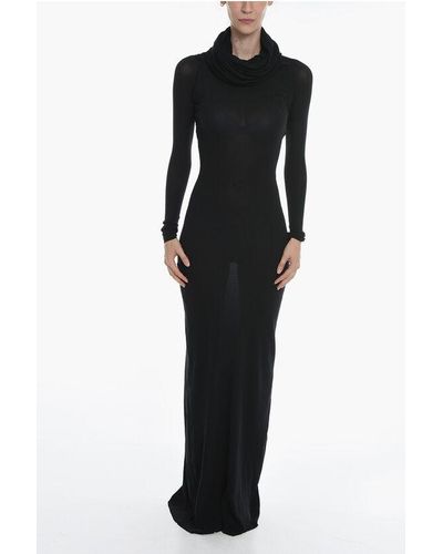 Balenciaga Turtleneck Stretchy Long Sleeved Maxi Dress - Black