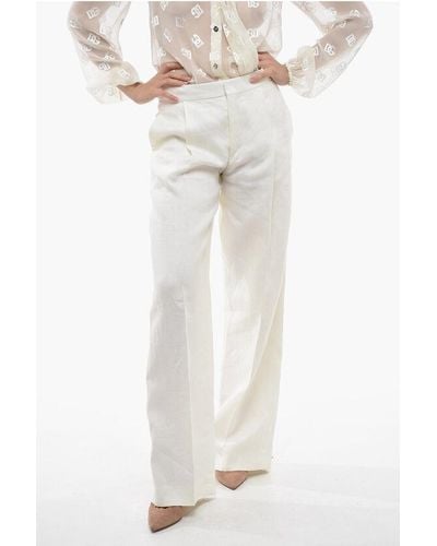 Chloé Single-Pleated Pure Linen Palazzo Trousers - White