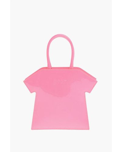 MSGM Glossy Handbag With T-Shirt Design And Removable Shoulder St Size Unic - Pink