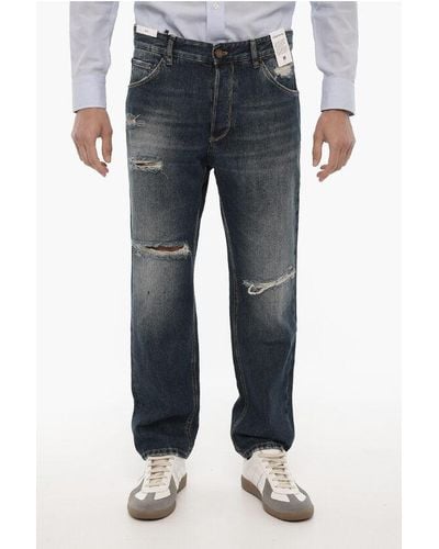 PT01 Distressed Rebel Jeans With Logo-Button 19,5Cm - Blue