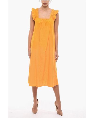 Samsøe & Samsøe Flared Gill Maxi Dress With Gathers Details - Orange