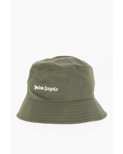 Palm Angels Solid Colour Bucket Hat With Embossed Logo - Green