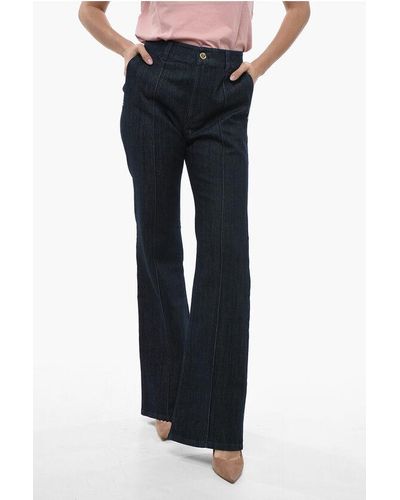 Michael Kors Dark-Washed Bootcut Denims With Pleats - Blue