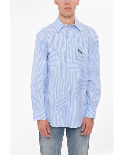 Versace Stiped Heritage Fit Shirt - Blue