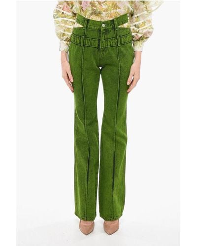 ANDERSSON BELL Straight Leg Jeans With Cut-Out Details 23Cm - Green