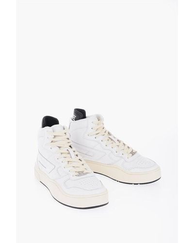 DIESEL Solid Colour Leather S-Ukiyo High-Top Trainers - White