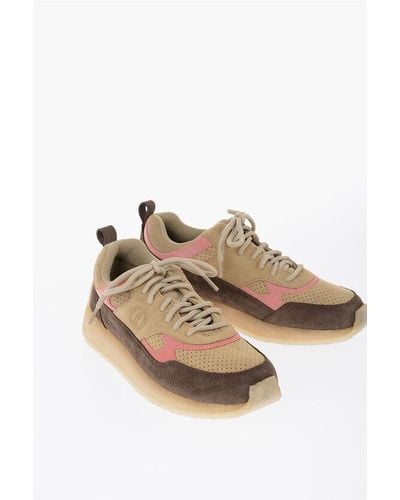 Clarks Suede Lockhill Low Top Trainers With Crepe Sole - Natural