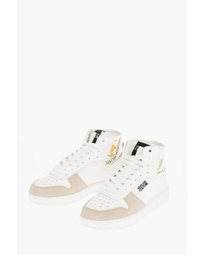 Versace Jeans Couture Leather And Fabric Meyssa High-Top Trainers Wi - White