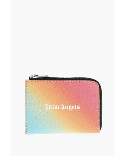 Palm Angels Gradient Effect Saffiano Leather Card Holder With Zip Closur Size Unic - Orange